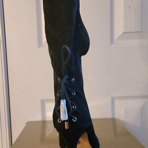 Thalia Sodi Black Faux Suede over the knee boots, Wide Calf, 8W